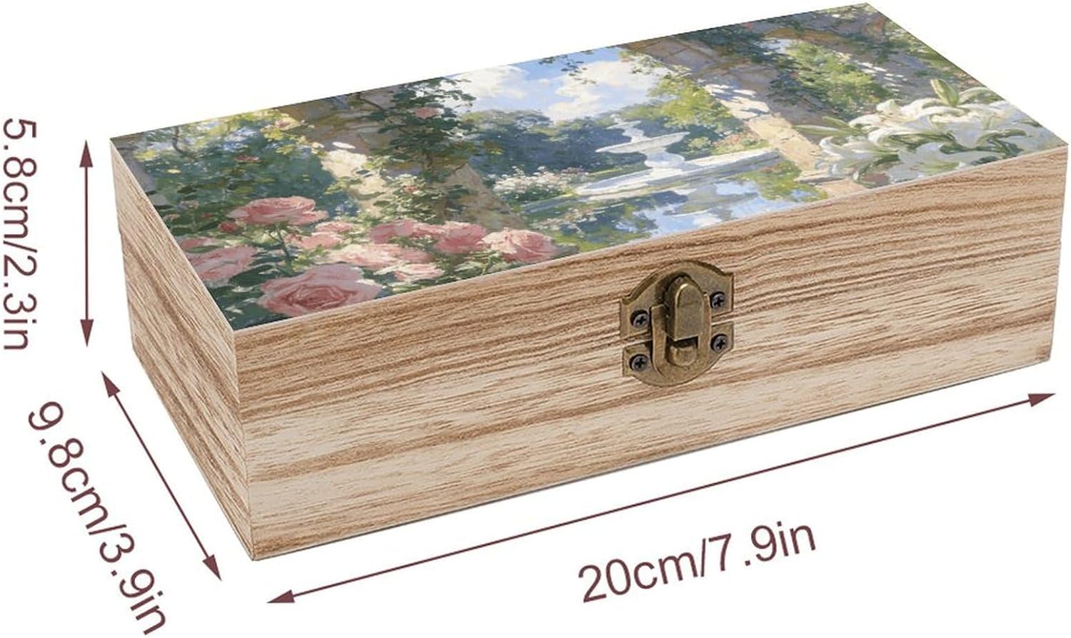 Elegant Oil Painting Paulownia Wood Storage Box image 2