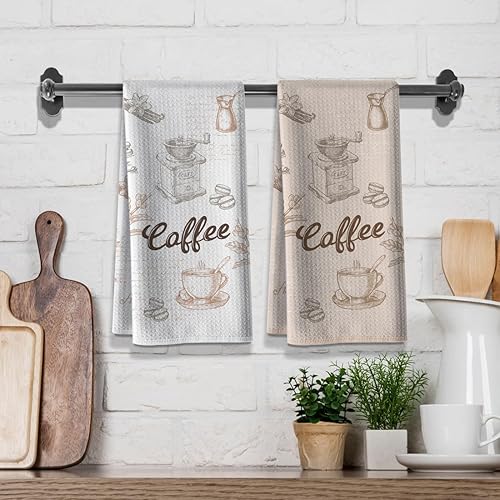 Miniatura 2 de Divertidas toallas de cocina de café, paño de cocina de bar, toallas de mano de saco de harina de cocina, 16 x 24 pulgadas, secado absorbente,