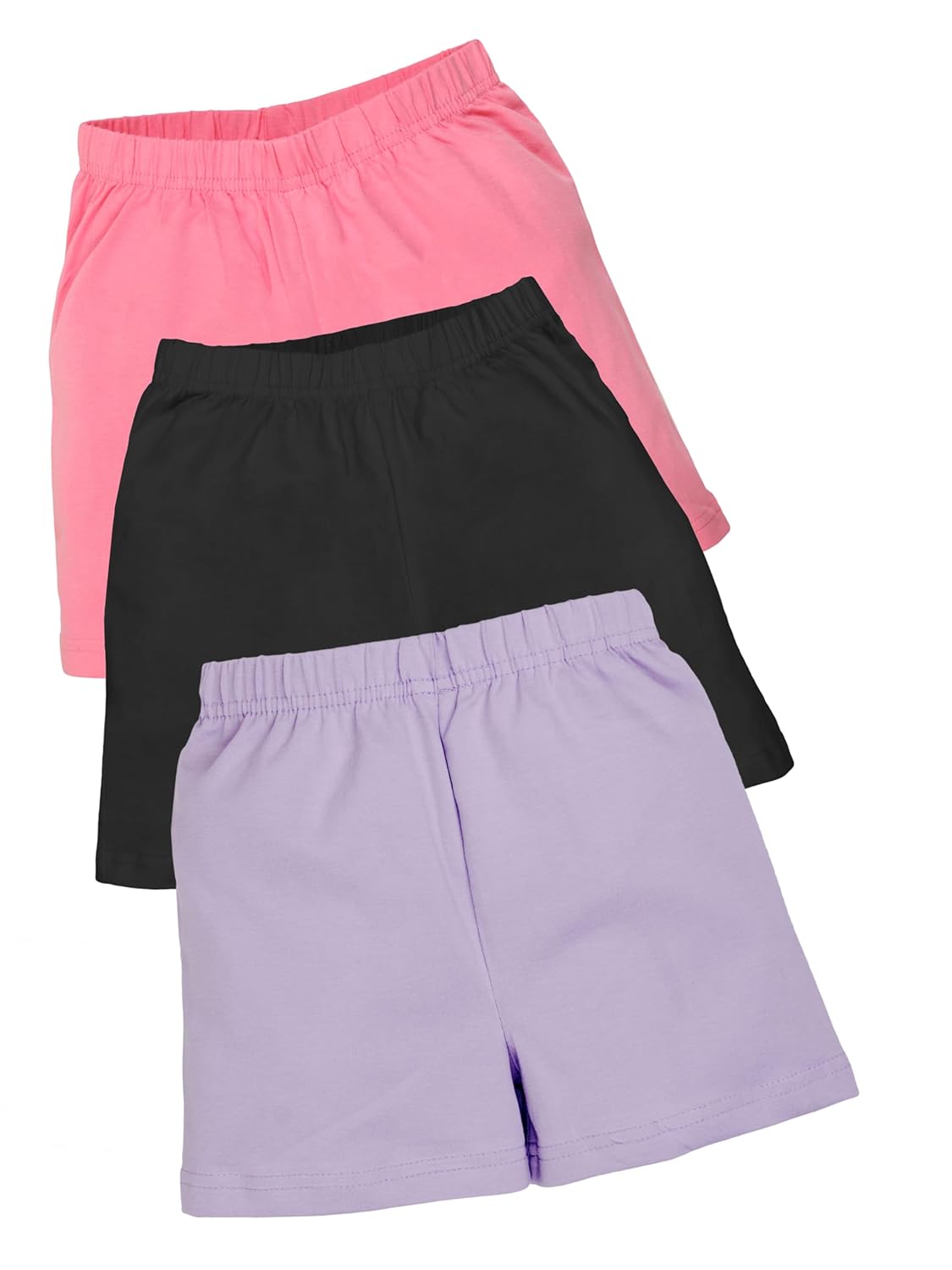 KiddoPanti Girls Cycling Shorts Pack of 3 | Soft & Stretchy Cotton Spandex | Comfortable Fit with Elastic Waistband | Solid Colors Half Tights for Girls Inners