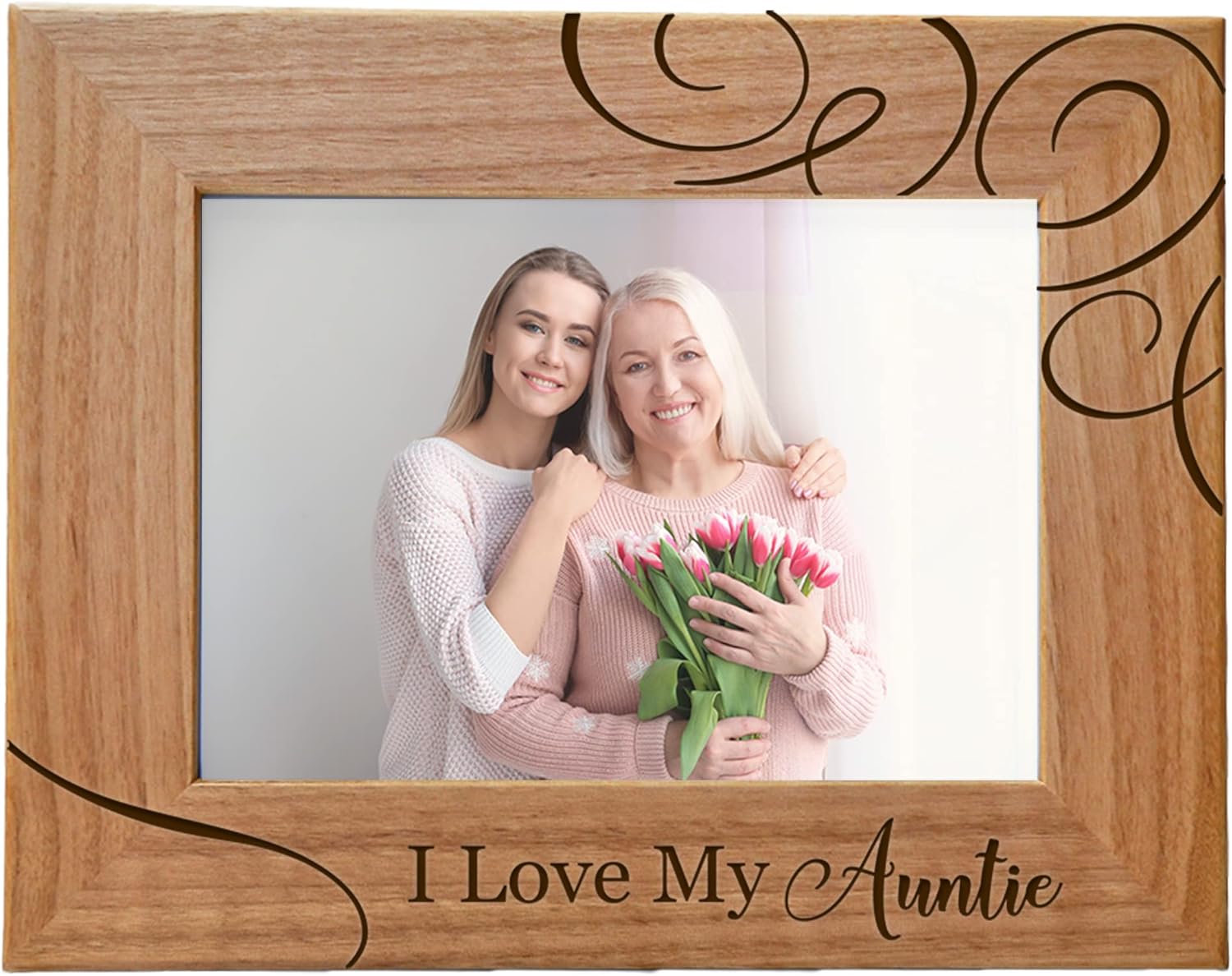 Aunt Gifts - I Love My Auntie - Engraved Wood Photo Frame Fits 5x7 Horizontal Portrait Frame, Best Aunt Ever Gifts, Sister, Birthday Gifts For Aunt, Aunt Gifts From Niece, Best Auntie Gifts