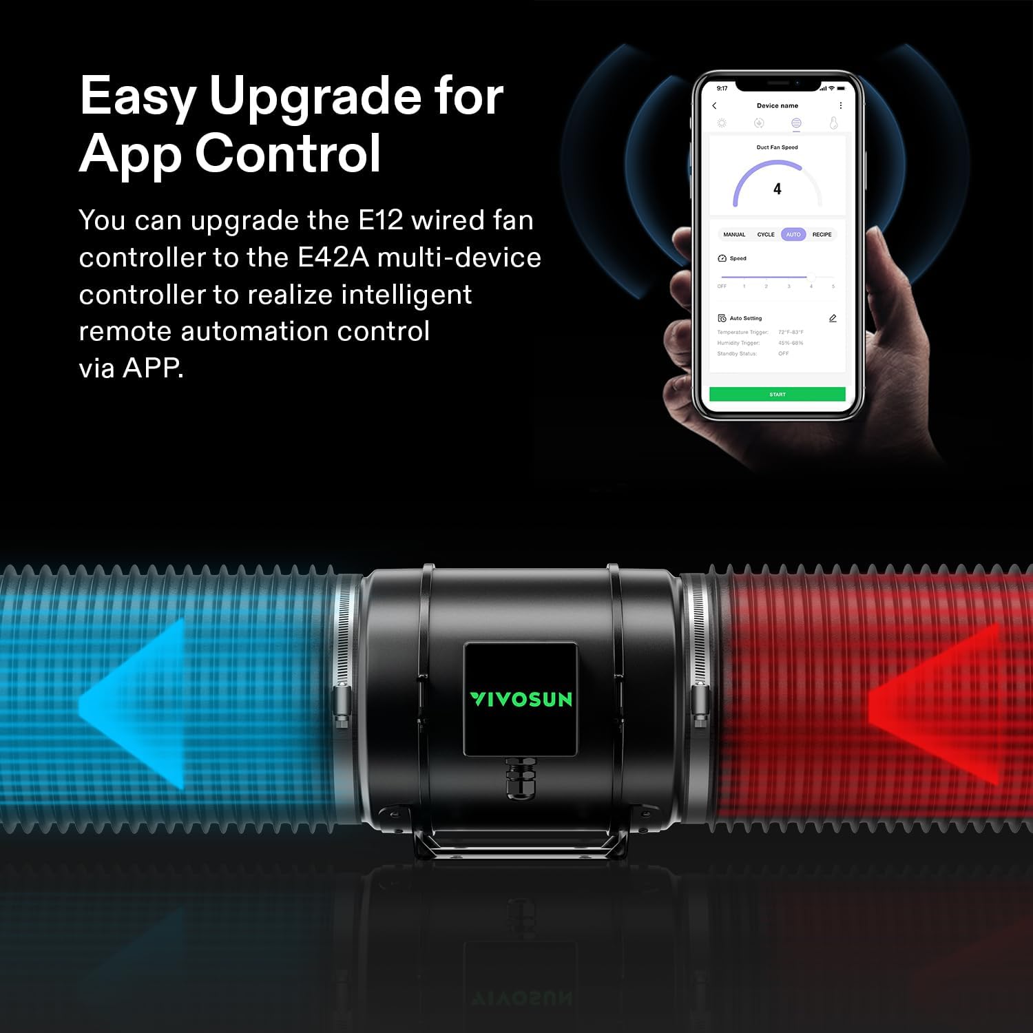 VIVOSUN AeroZesh G8 8-inch 725 CFM Inline Duct Fan with E12 Speed Controller and 8 Inch Air Carbon Filter Smelliness Control with Australia Virgin Charcoal for Inline Duct Fan, Grow Tent,Pre-F