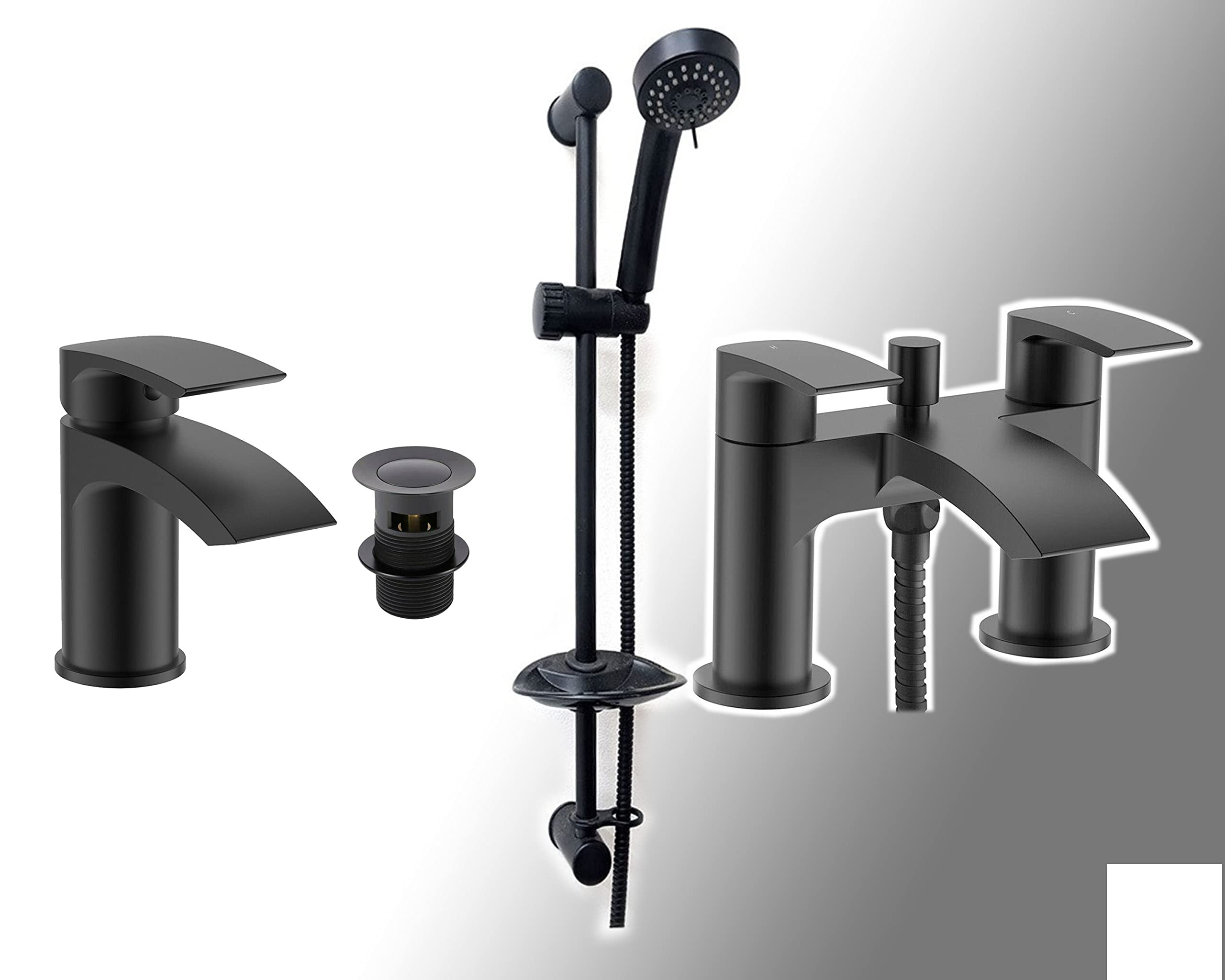 Fnx Bathrooms Pristine Chrome Deck-Mounted Bath Mixer Tap With Dual Handles from B&Q