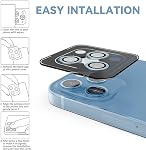 CloudValley Protecteur d'objectif pour caméra conçu pour iPhone 13 Pro/13 Pro Max, Film en verre trempé, revêtement de protection en alliage d'aluminium, Sierra bleu