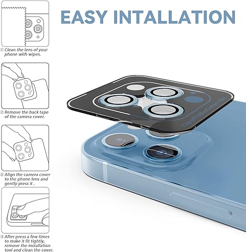Miniatura 30 de CloudValley Protector de lente de cámara para iPhone 13 Pro - iPhone 13 Pro Max, película de vidrio templado, cubierta protectora de lente