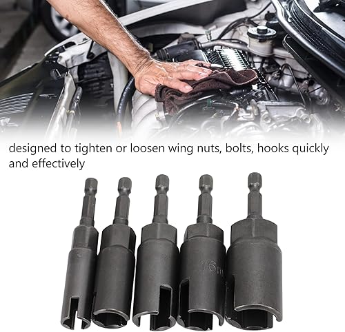 Miniatura 6 de 5 unidades de destornillador de tuerca de ala para destornillador de tuerca hexagonal de 14 pulgadas, llave de manga de taladro ranurada para
