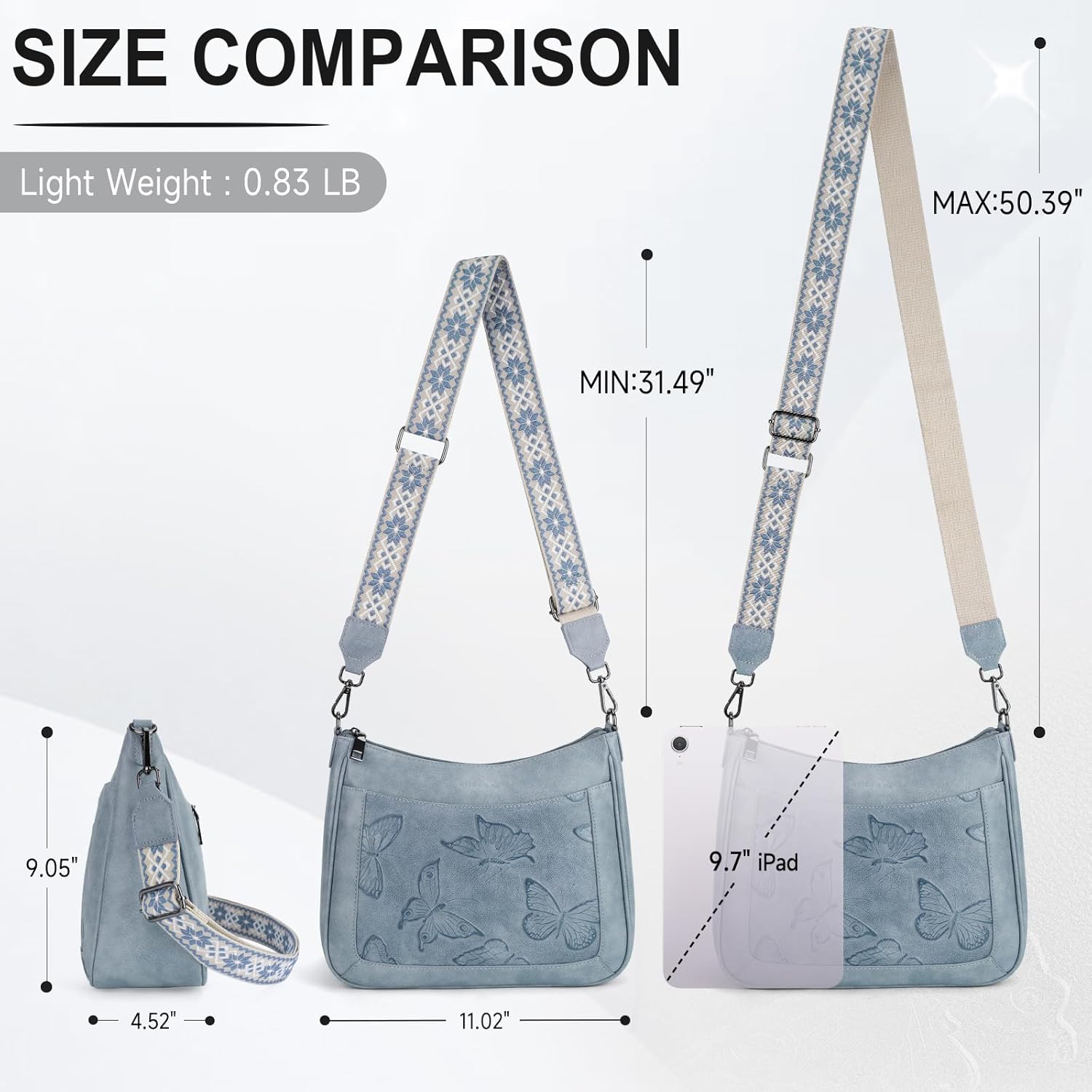 Crossbody Bags for Women Trendy, Vegan Leather Medium Butterfly Hobo Purse, Women's Shoulder Handbags - Image 5