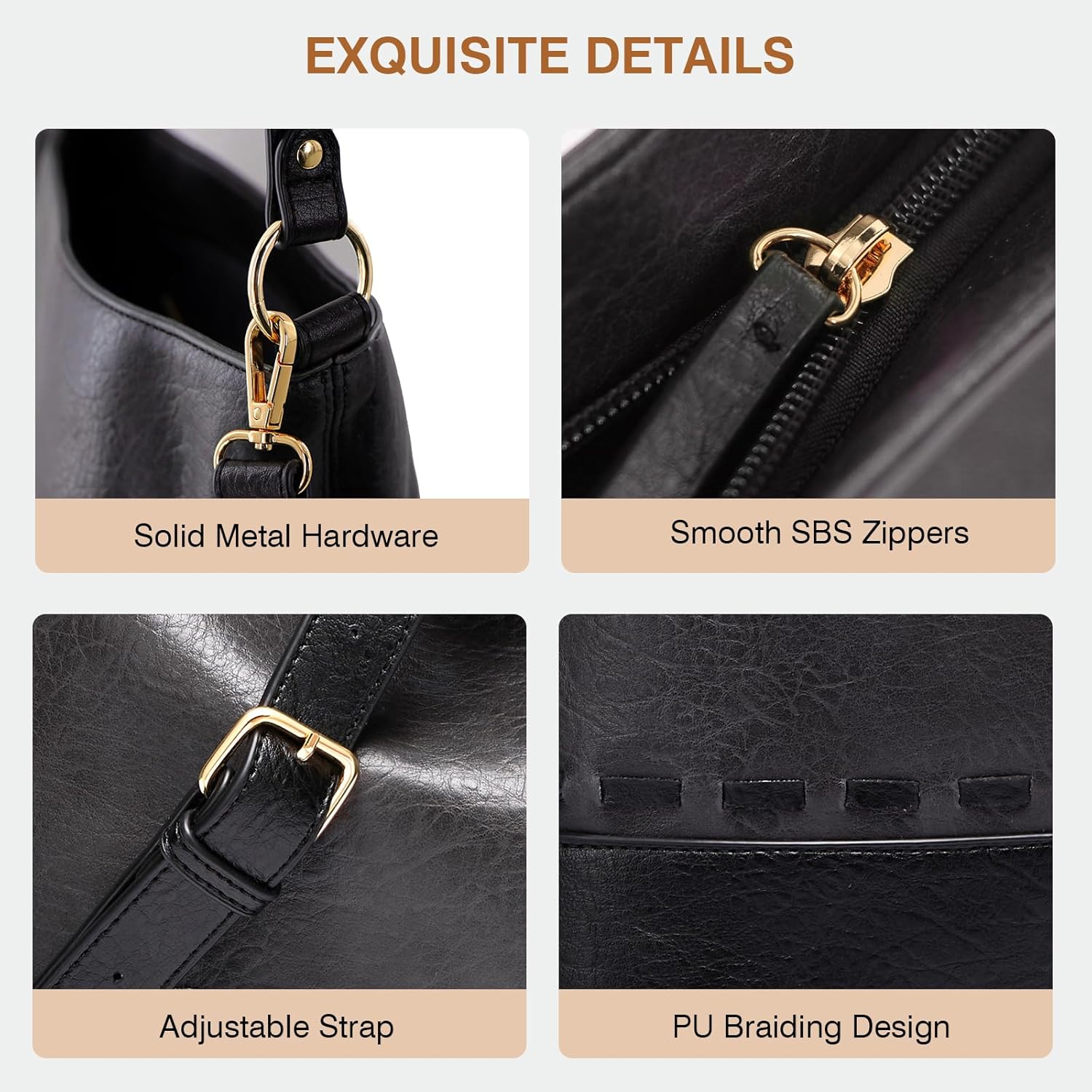 Marvolia Hobo Bags for Women Vegan Leather Shoulder Purses and Handbags Top Handle Handbags with Adjustable Shoulder Strap - Image 7