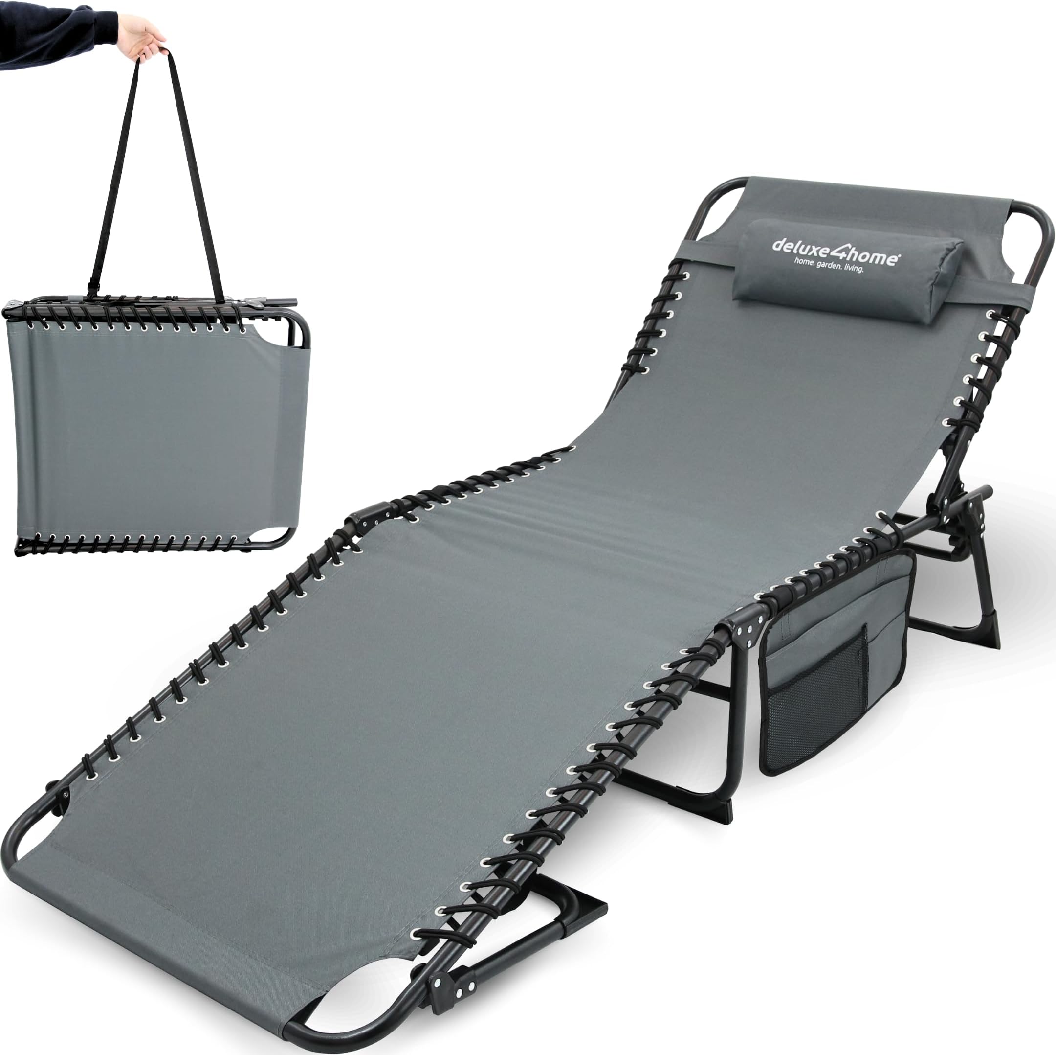 blumfeldt Vitello Noble Grey Liegestuhl Gartenliege, gepolsterte