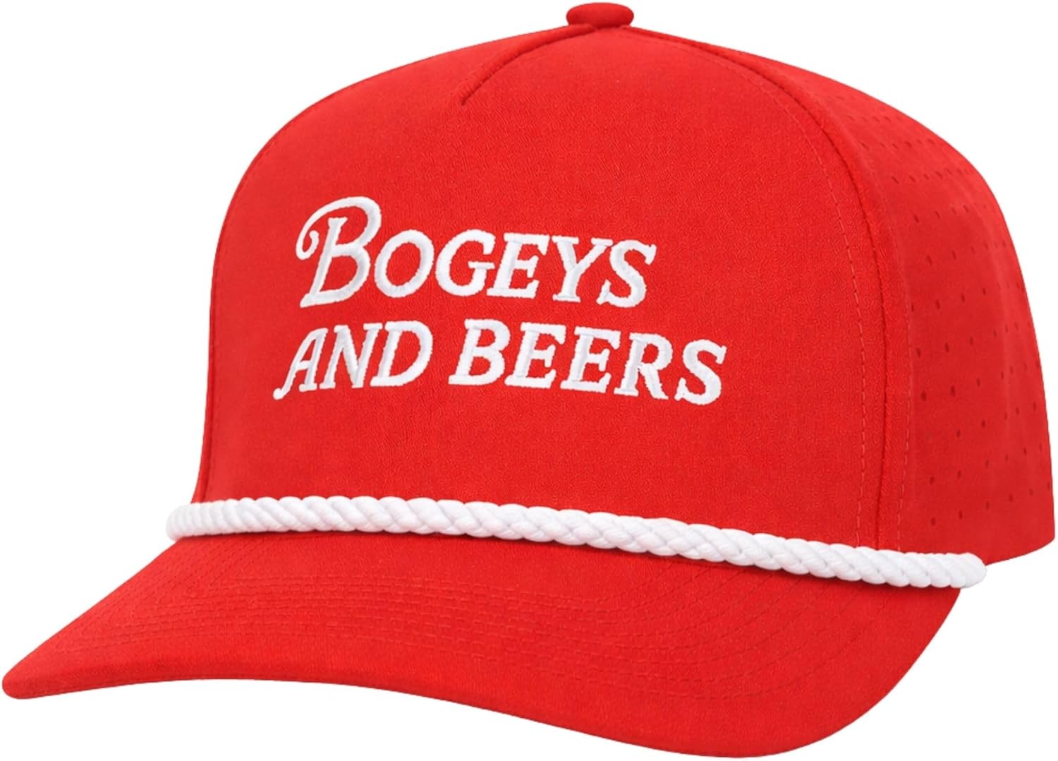 Bogeys and Beers Performance Golf Hat - Funny Golf Hat, Polyester/Spandex Blend, Adjustable Rope Snapback Cap - Breathable