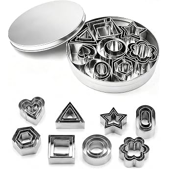 Cookie Cutters 24 PCS Cookie Cutter Cutter Biscuit Mold Pastry Tools Stainless Steel Cute Polygon Star Mold Handmade DIY Christmas Birthday with Case Birthday with Case