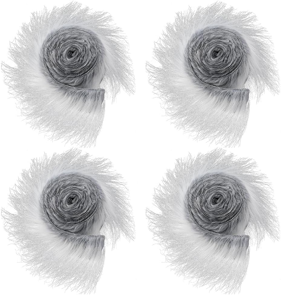 GORGECRAFT Shaggy Plush Faux Fur Fabric Precut Strips 2x240inch Fluffy Fuzz Craft Sewing Fur Cuts for DIY Halloween Christmas Winter Costume Gnome Beard Hair Cosplay Dwarf Rugs Decoration Light Grey