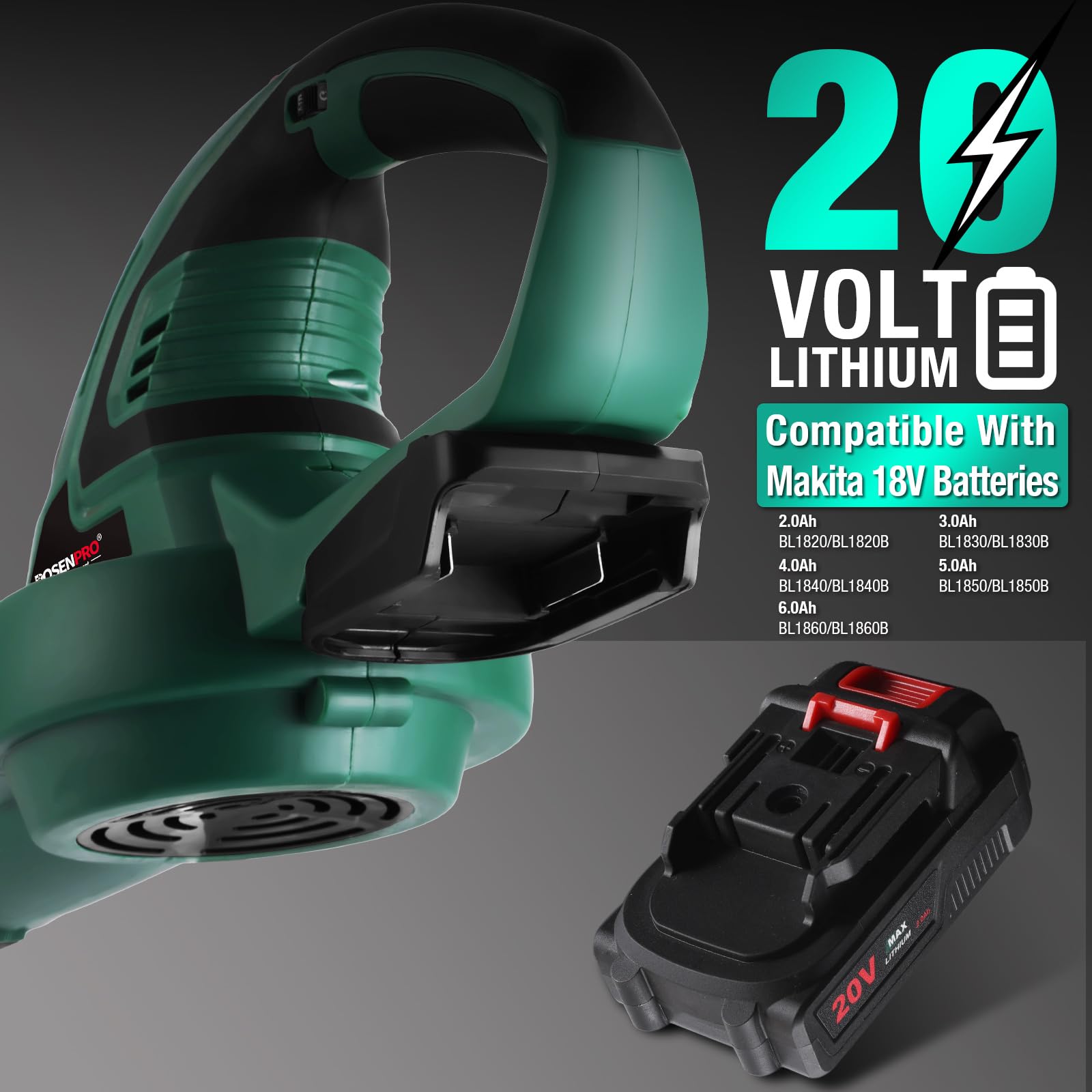POSENPRO Souffleur de Feuilles sans Fil, Souffleur Batterie 20V