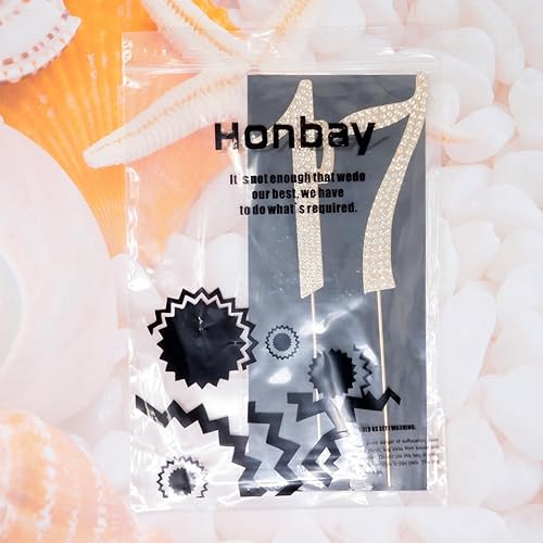 Miniatura 9 de Honbay Decoración para tarta de cumpleaños número 17 con diamantes de imitación brillantes y brillantes para decoración de pastel de cumpleaños 17 o