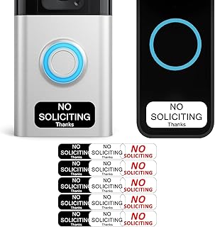 No Soliciting Sign for House - Small 1.6x0.7 Inches Waterproof Sticker - 15 Pack Suitable for Most Doorbells and Front Doors