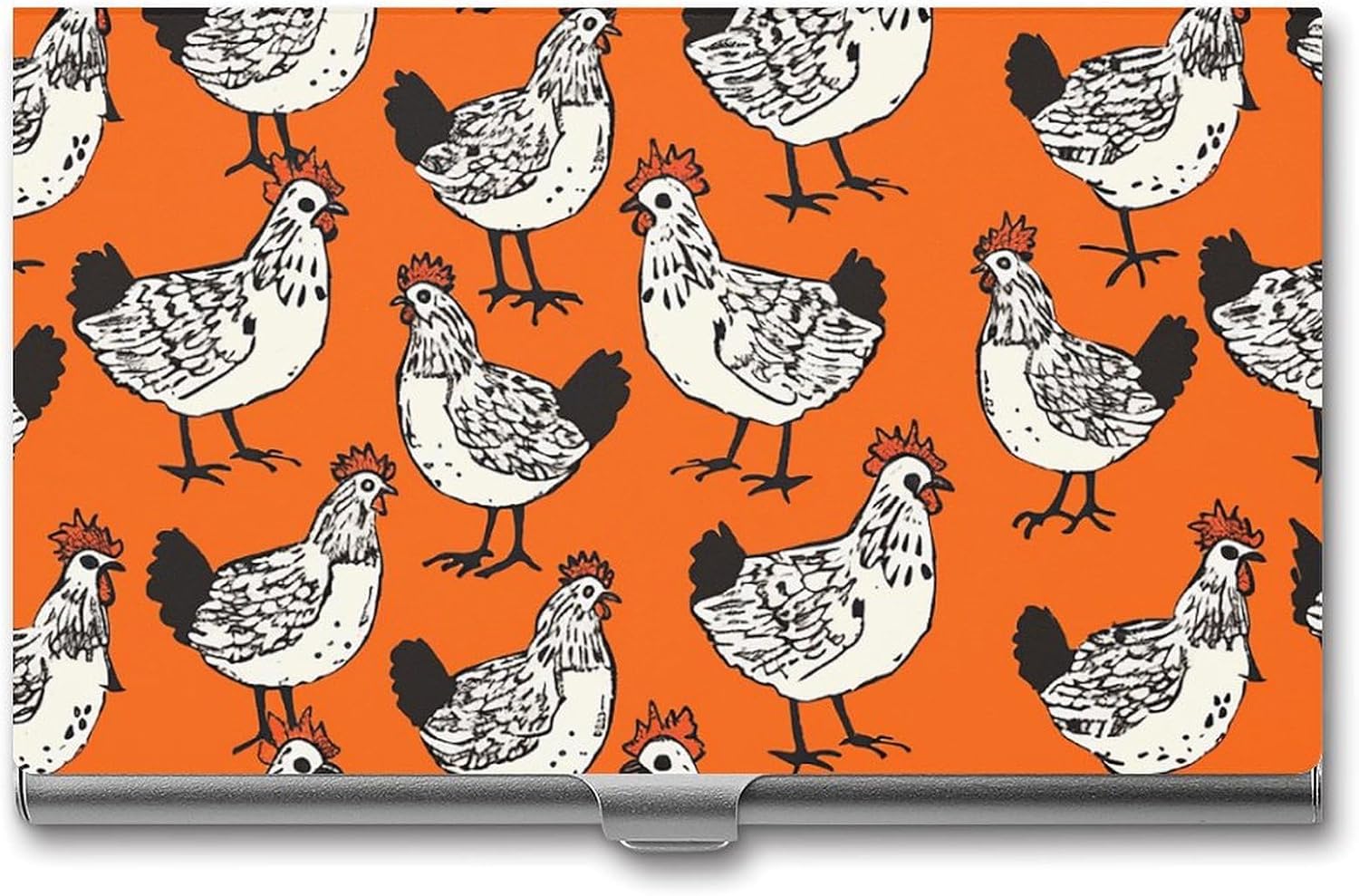 Chicken Cartoon Pattern Business Card Case for Women Or Men Snaps Closed Portable Name Holder Credit Card Holder for Business Meeting Use