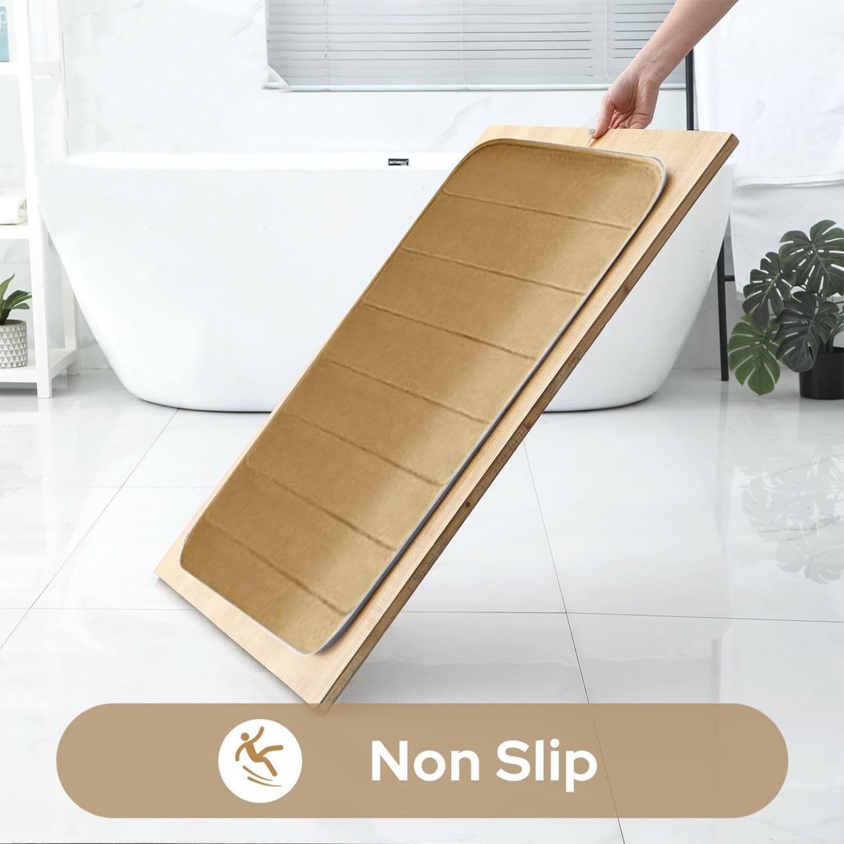 Badezimmermatten-Set aus Memory-Schaum, 3-teilig, Badteppich, WC-Matten, weich und bequem, sehr saugfähig, rutschfest, dick und maschinenwaschbar, schnell trocknende Bodenmatten (Khaki)