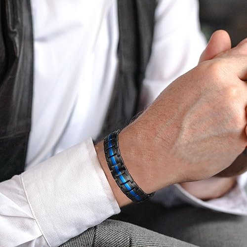 Miniatura 5 de MagEnergy Pulseras magnéticas para hombres, pulsera magnética de terapia ultra fuerte para hombres, regalo de joyería ajustable con herramienta de