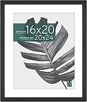 Vista 19 de Marco de 16 x 16 pulgadas MCS Studio Gallery Clásico, marco de madera de ingeniería con veta de madera negra, para colgar en vertical y horizontal