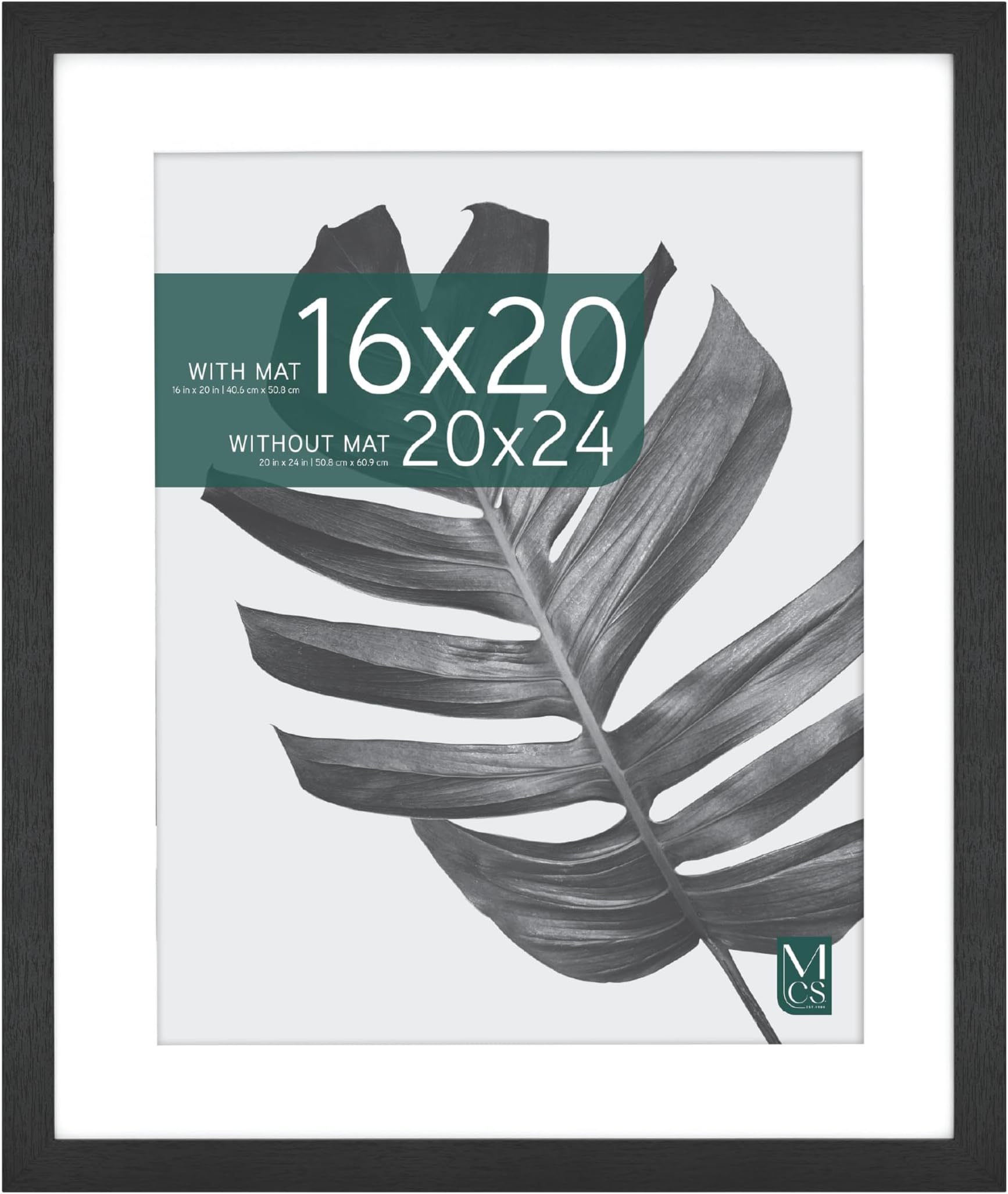 MCS Studio Gallery 20x24 Matted Poster Frame with 16x20 Picture Display, Black Woodgrain Engineered Wood Vertical & Horizontal Wall Hanging Large Picture Frame for Photos, Posters & Art Prints (1-Pack)