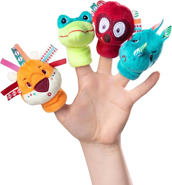 Lilliputiens - Set de Marionetas de Dedo Jungla - 4 Animales exóticos para espectáculos - Juguete sensorial e Interactivo para bebés - Marionetas de Mano para niños - Desde 12 Meses - 83105 - 2