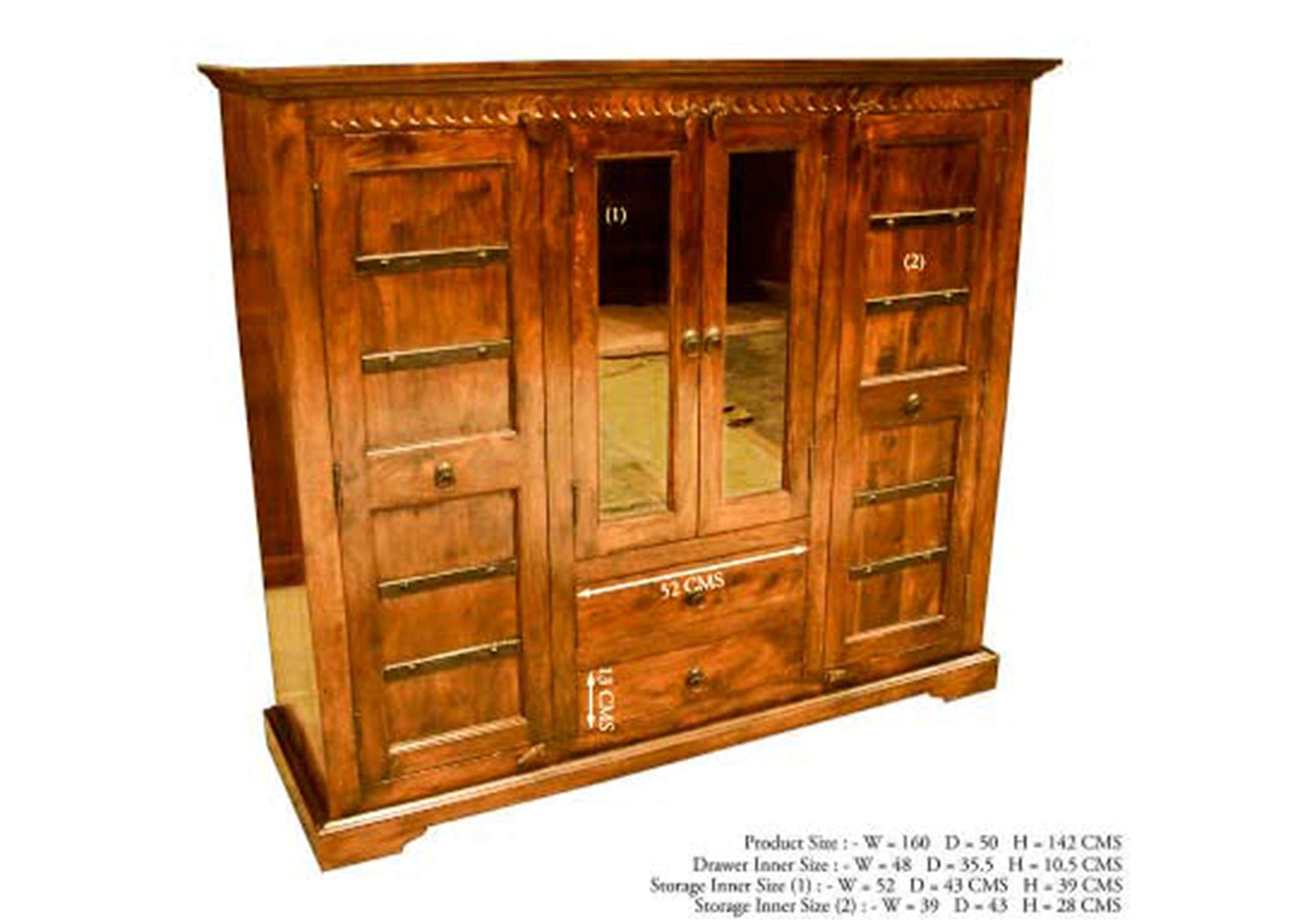 MASSIVMOEBEL24.DE Buffet 160x50 Acacia laqué Miel Oxford #0418
