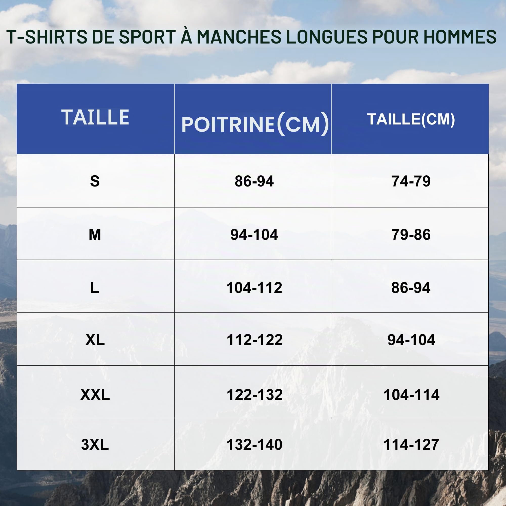 T-Shirt à Manches Longues pour Homme Anti-UV UPF 50+ 3/5/7Pcs | Polyester,séchage rapide,respirant.Coutures plates,4-way stretch.Idéal running, randonnée, pêche,fitness,outdoor.