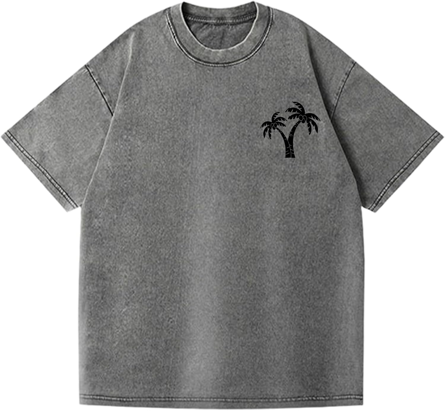 RTRDE Men's Distressed T-Shirts Short Sleeve Palm Tree Print Crewneck Summer Casual Beach Tshirts, M-5XL