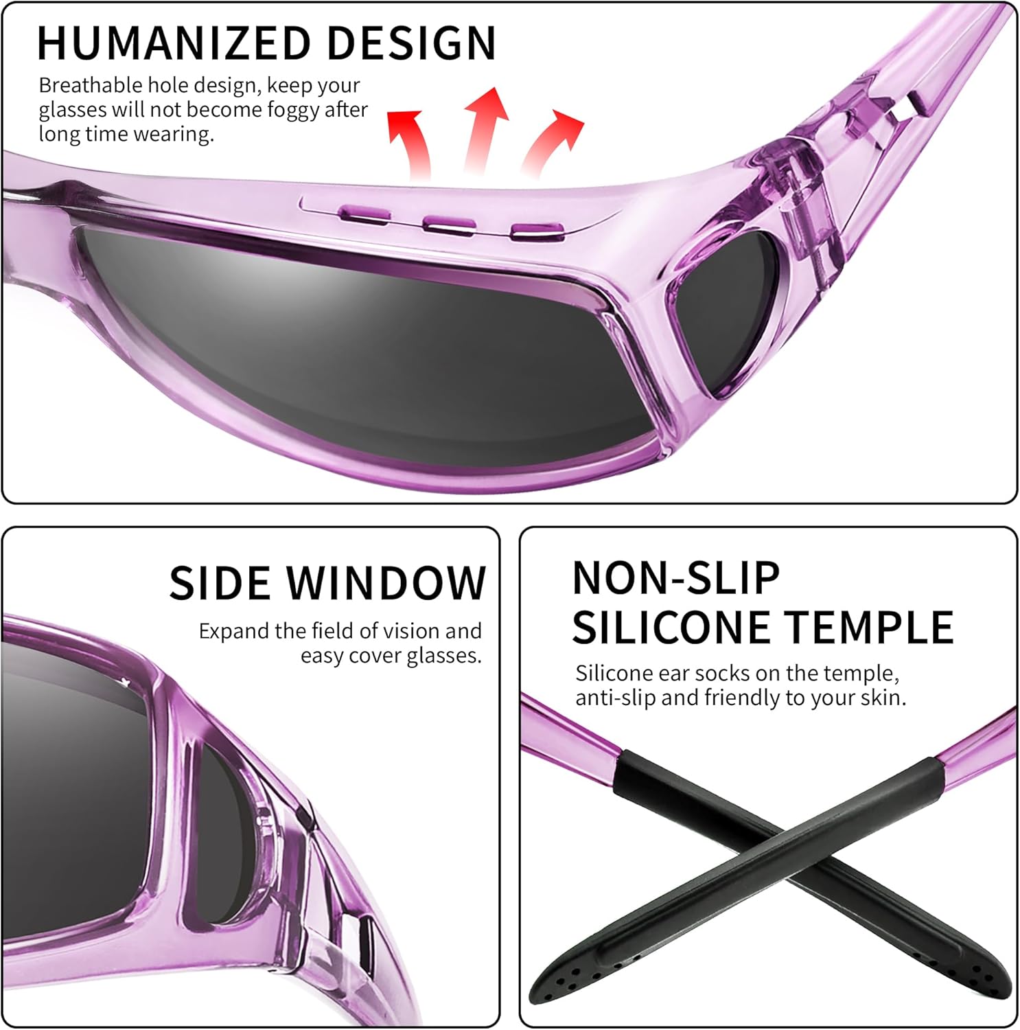 Polarized Sunglasses Fit Over Glasses for Women & Men, Wrap Around Summer Shades UV400 Protection - Image 4