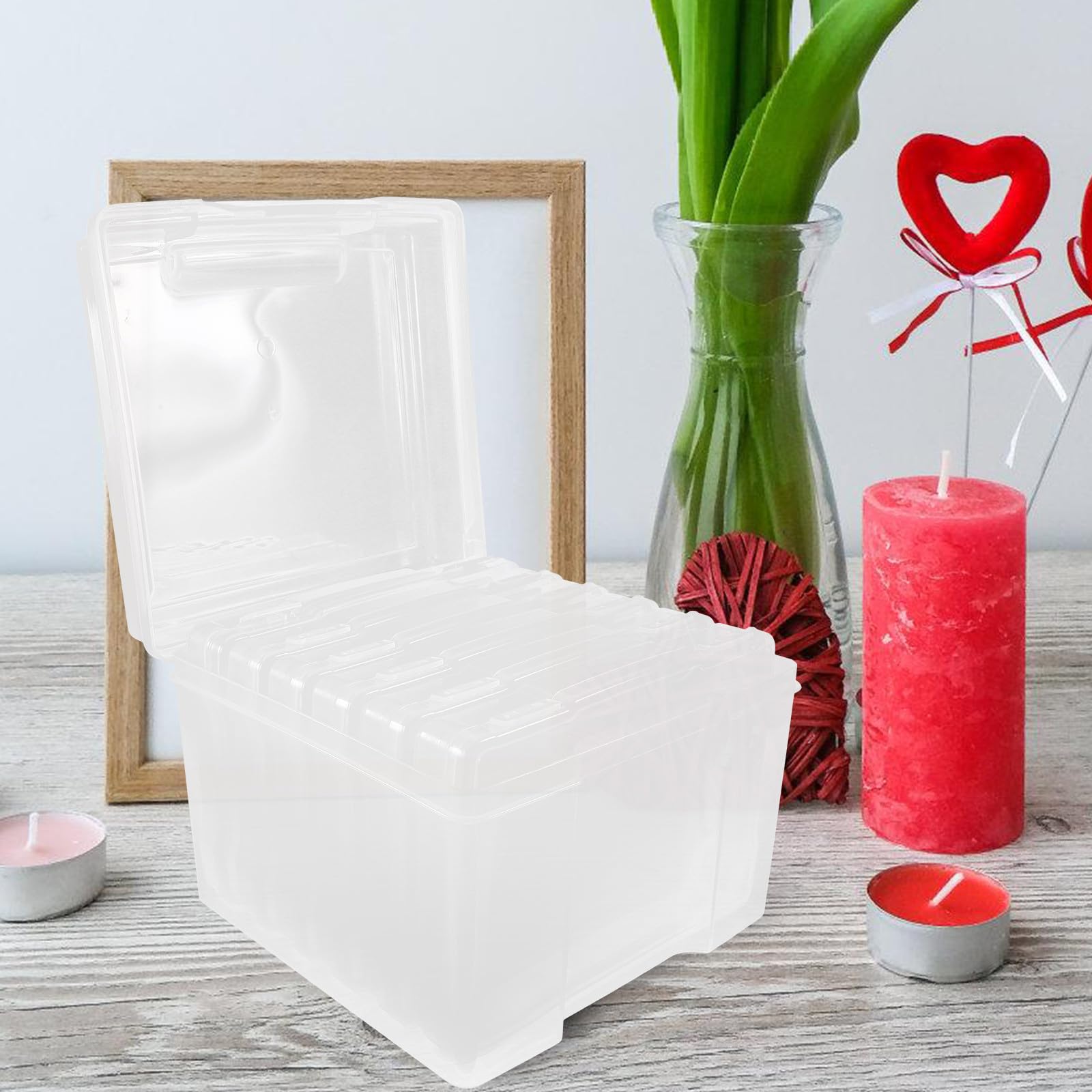Caja de Almacenamiento de Tarjetas de Plástico Pp Tapa Transparente 6 Piezas para Organizar Fotos y Evitar Daños para Adecuado para Escritorio y Manualidades