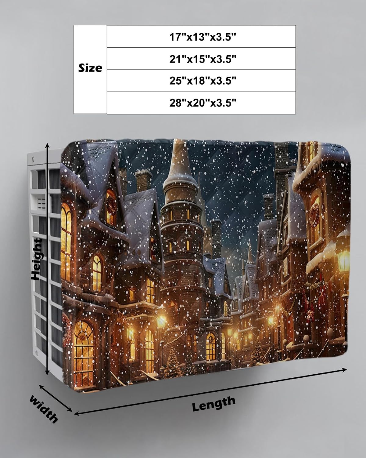 Air Conditioner Cover AC Cover Christmas Winter Town Snowing Retro Street House Indoor Window Air Conditioner Covers Adjustable AC Covers for Inside Double Insulation 28x20x3.5 Inch image 5