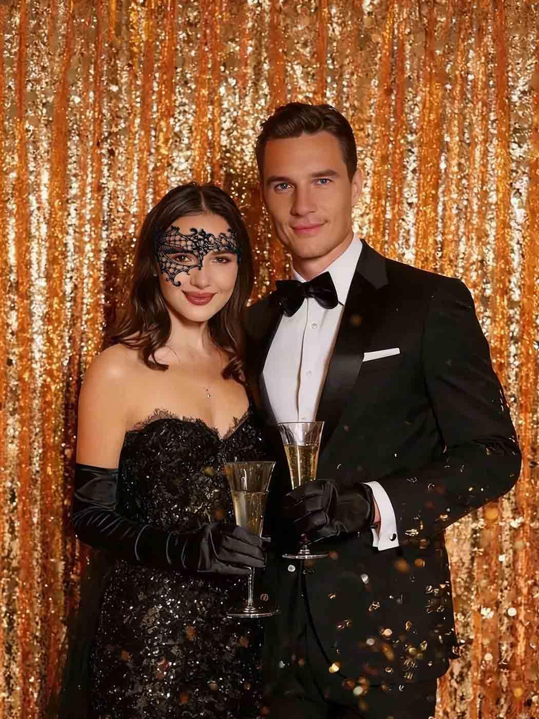 Bounzhi Black Lace Masquerade Mask for Women Costume Half Face Eye Mask Venetian mask for Party Ball Mardi Gras