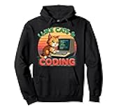 Coder Programmer Cat Lover Cat Dad I Like Cats & Coding Pullover Hoodie