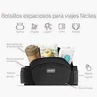 Vista 5 de Momcozy Portabebés con asiento de cadera, cintura ajustable con protector de vientre 3D original, portabebés ergonómico con varios bolsillos
