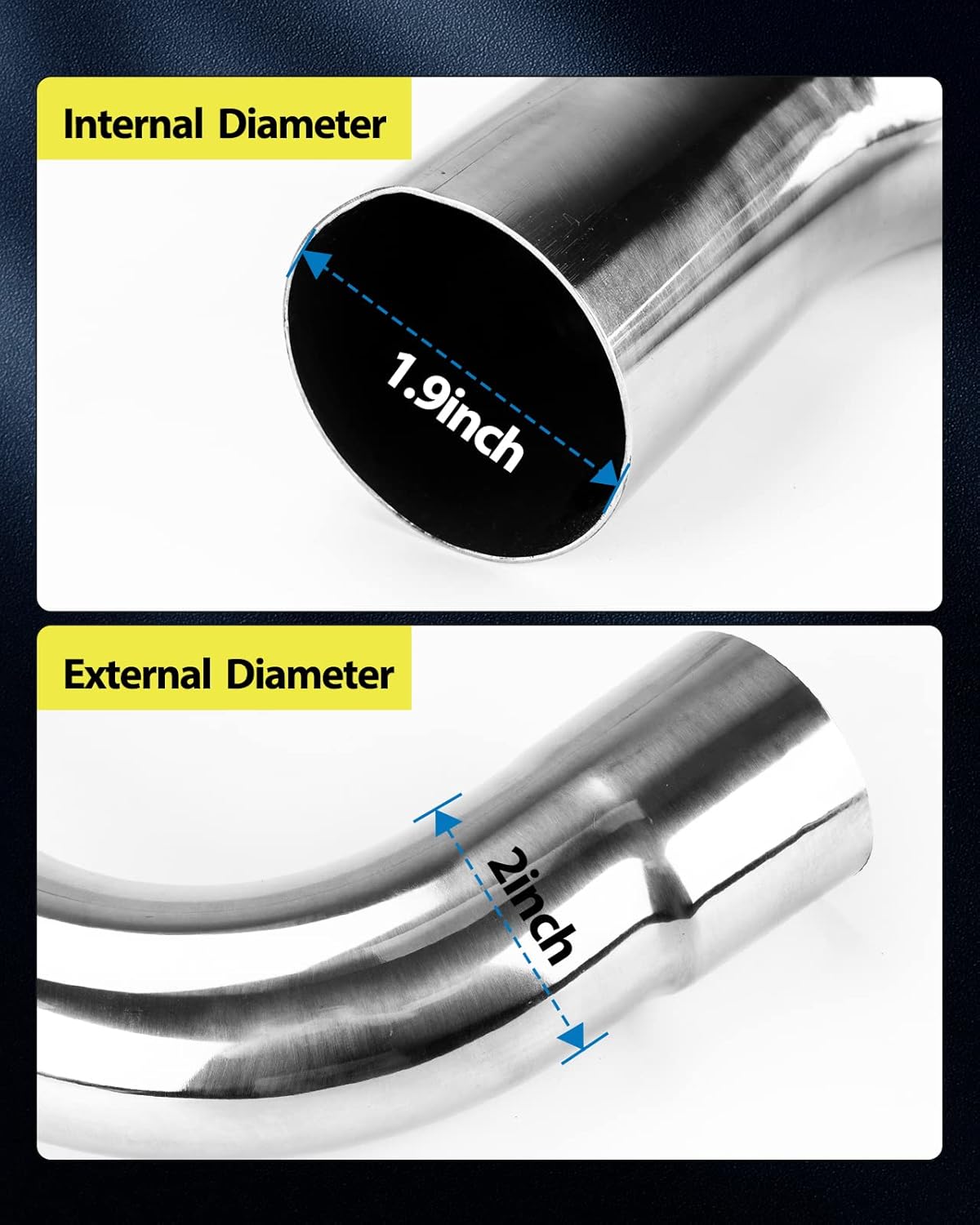 PHILTOP 2" Exhaust Pipe Kit, DIY Custom Exhaust Tubing Pipe Mild Steel Mandrel Bend Pipe Straight & U-Bend Kit - 16 Pcs Universal Exhaust Pipe