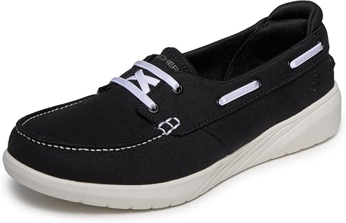 Skechers Women's On-The-Go Flex Adapt Relaxed Fit Boat Shoe, Black/White, 6