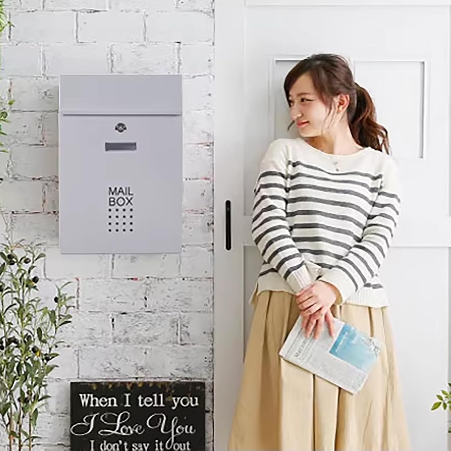 Wall Mount Mailbox, Architectural Mailboxes, Weatherproof and Scratch Resistant, Door Drop Box for Mailbox Postbox Letters Newspapers(White)