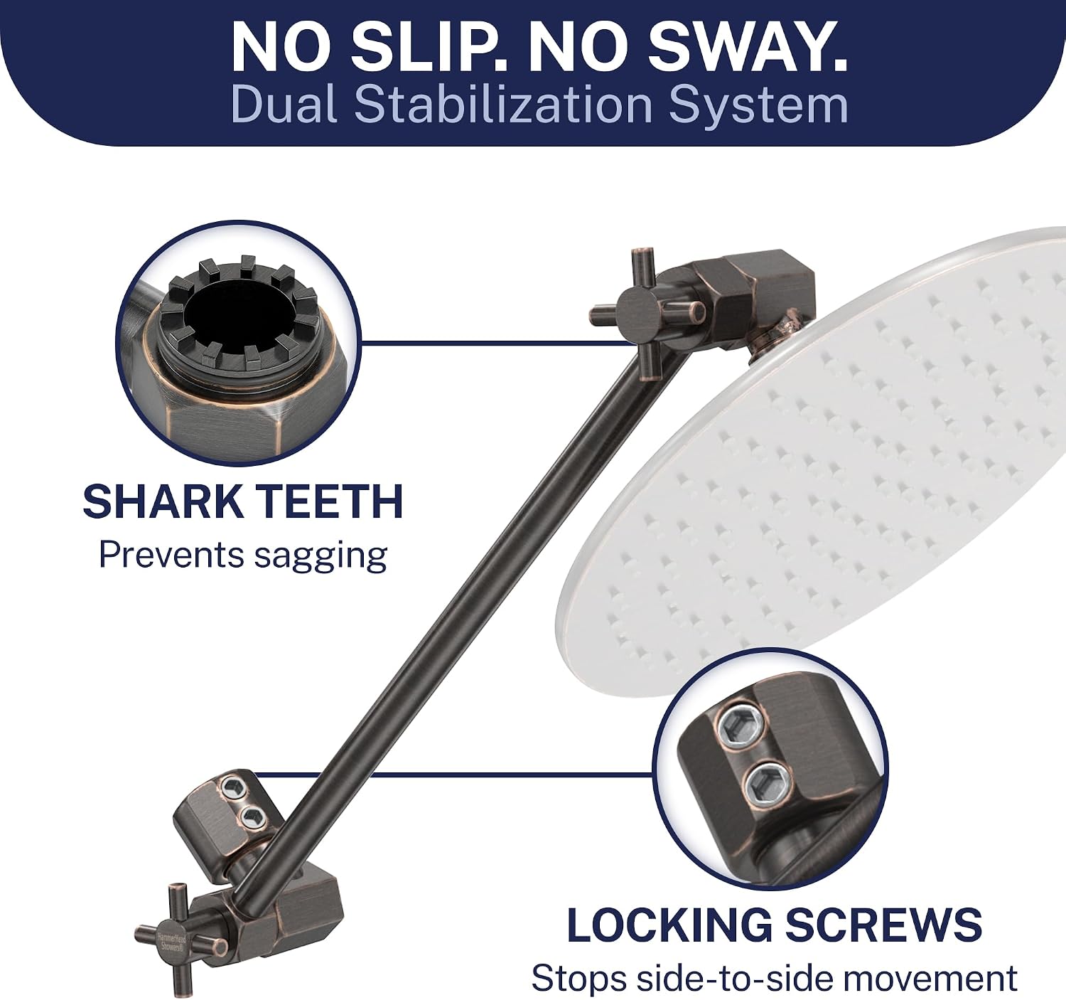 HammerHead Showers® Solid Metal 12-Inch Adjustable Shower Extension Arm – Raises Showerhead Height, Supports up to 10lbs – Oil Rubbed Bronze