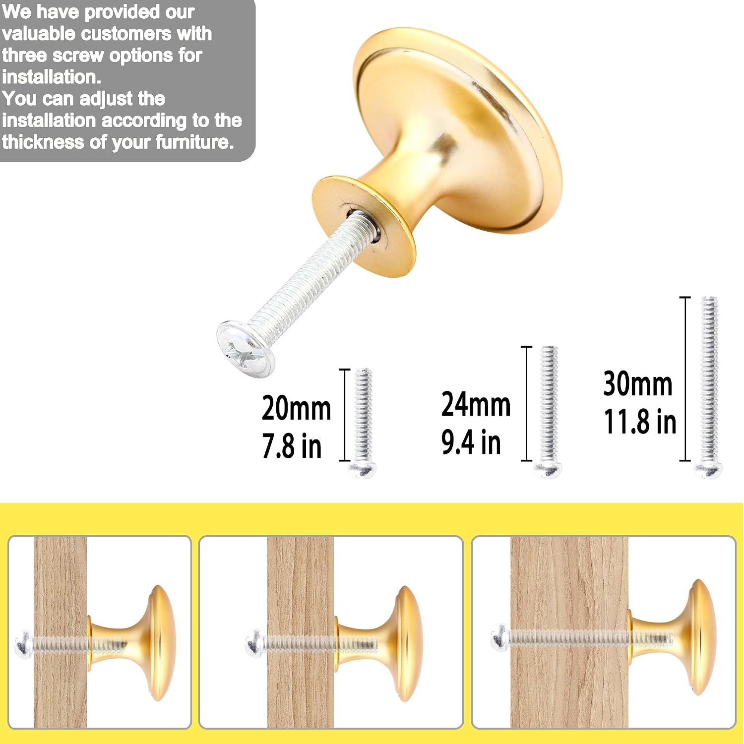 20 Pack Frosted Golden Kitchen Cabinet Knobs Round Drawer Pulls image 3