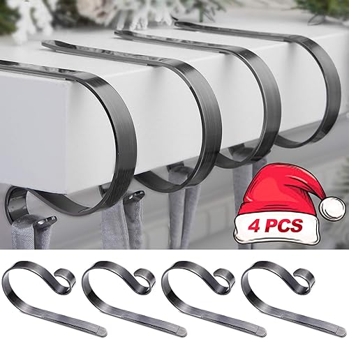 Miniatura 6 de Juego de 4 soportes de calcetines de Navidad para manta, almohadillas protectoras, soportes de calcetines de Navidad para chimenea y chimenea,