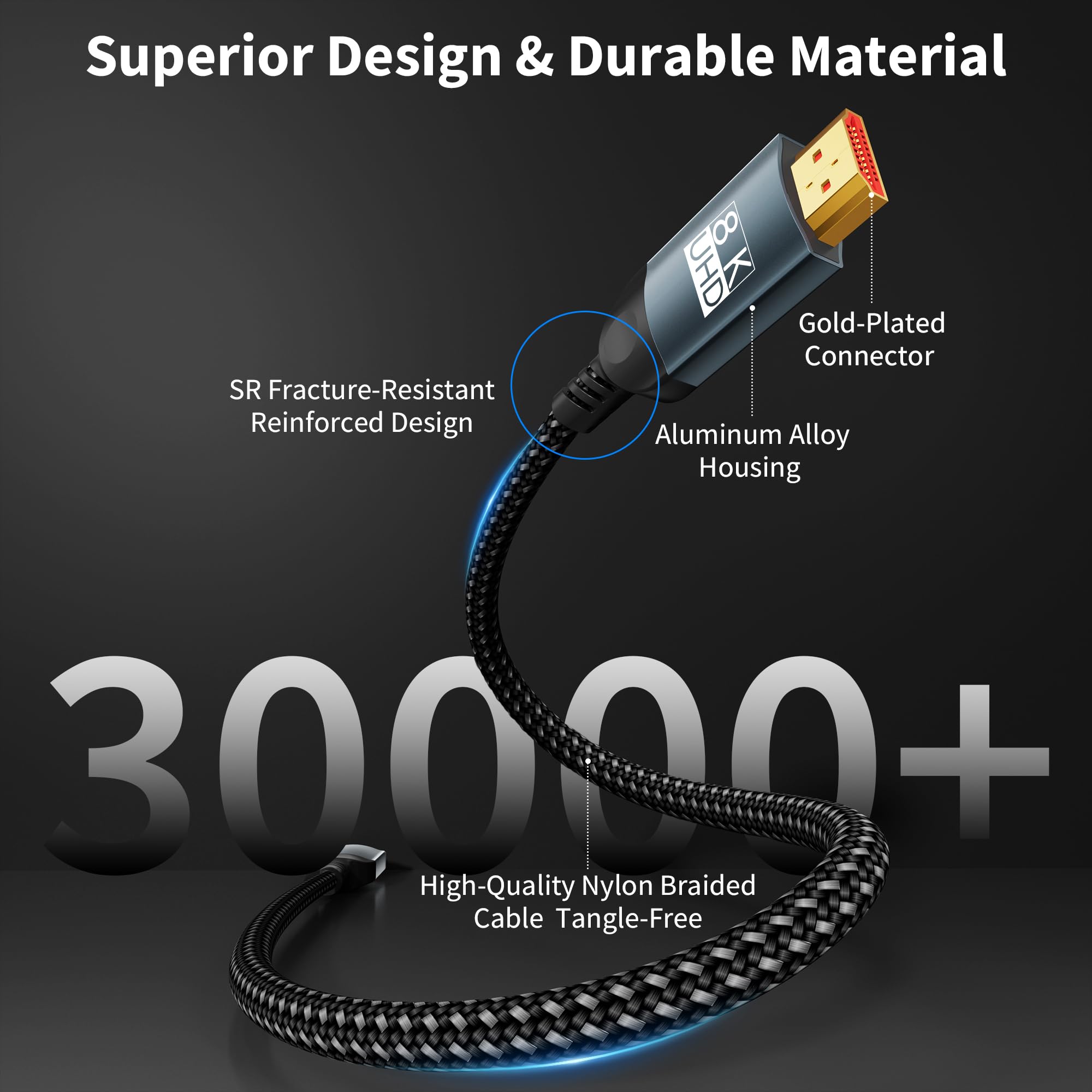 Câble HDMI 2,5m 10K 8K,câble HDMI ultra haute vitesse 10K 8K@60 Hz 4K@240 Hz,compatible HDMI 2.1,HDR10+,eARC,3D,HDCP 2.2 et 2.3,VRR,DTS:X,compatible avec PS5/4,Xbox,TV HD,PC,moniteur,projecteur