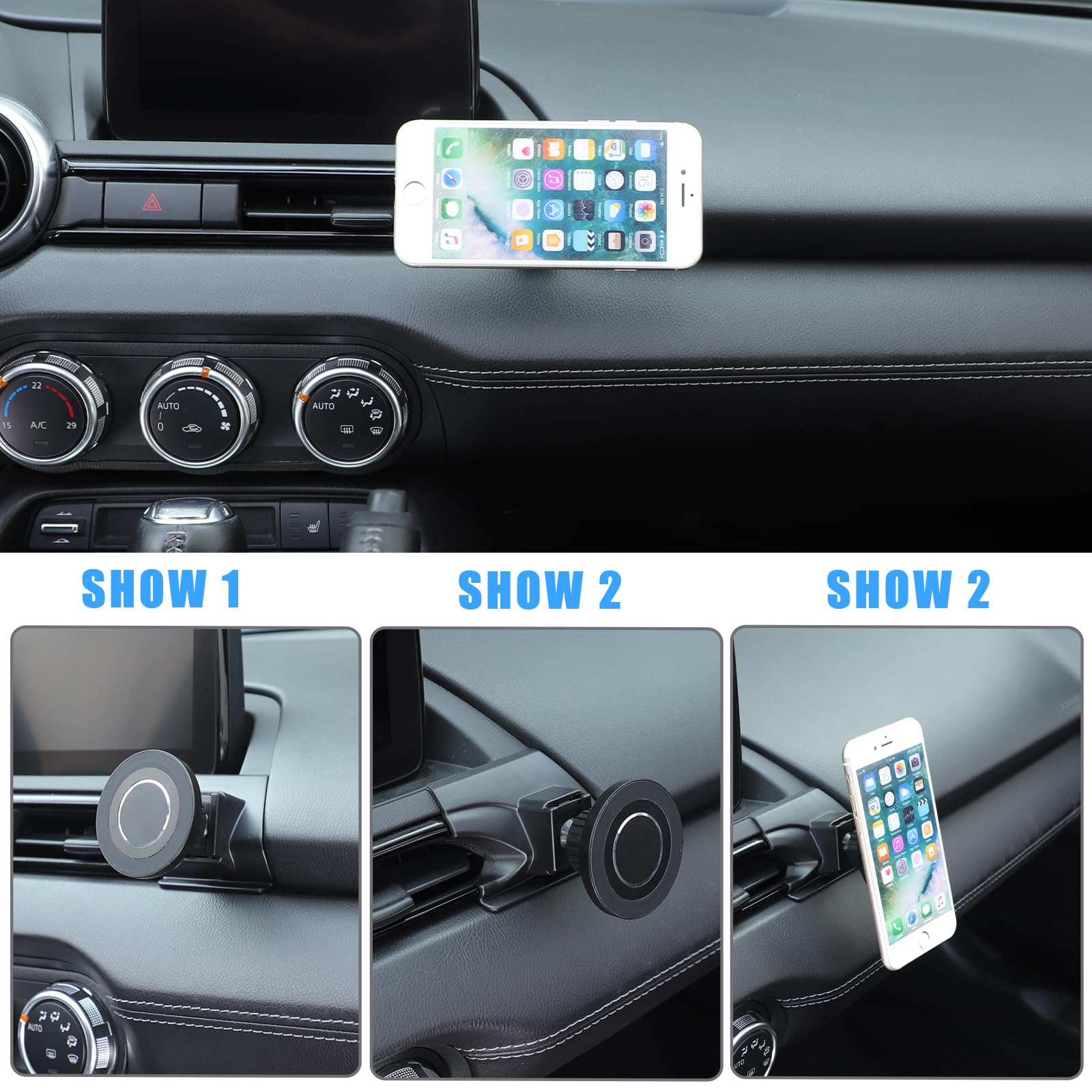 HAPPYHORSE Supporto per telefono da auto compatibile con Mazda MX-5 ND 2016-2024, supporto per telefono cellulare con controllo centrale per bocchetta dell'aria (stile E)