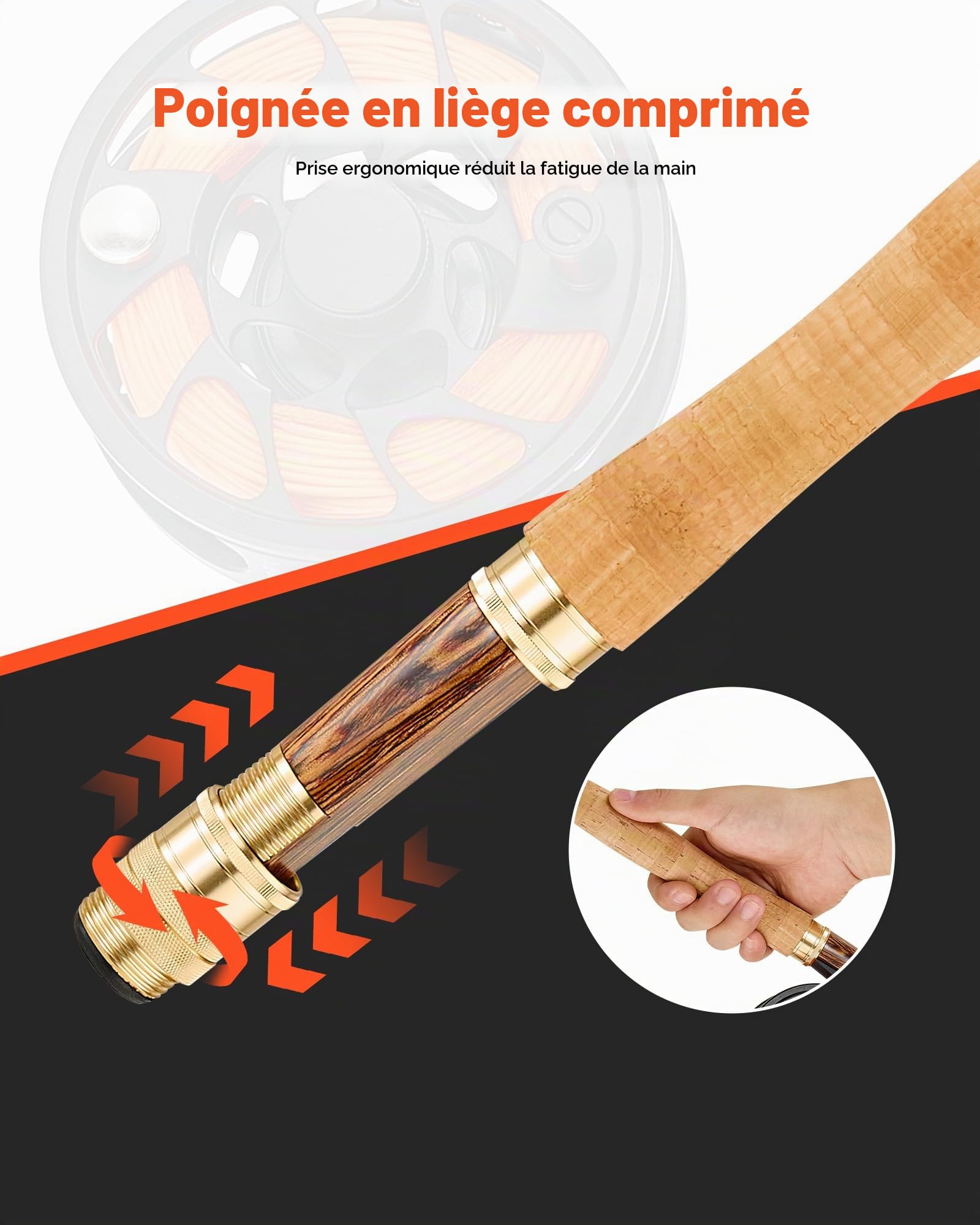 VEVOR Kit Canne et Moulinet Complet, Ensemble de Pêche à la Mouche, pour Pêcheur Voyage, Canne à Pêche en Carbone IM7, avec Housse, Boîte à Pêche, 6 Hameçons à Queue Courte et 4 à Queue Longue
