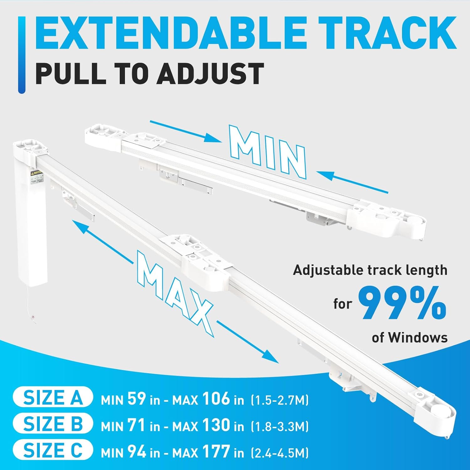 Smart Electric Curtains Track, Ceiling Curtains Track Adjustable Retractable Motorized Curtain Rod From 59 to 106 Inches, Automatic Curtain Opener, Work with Alexa/Google Home/Tuya Voice Control 3