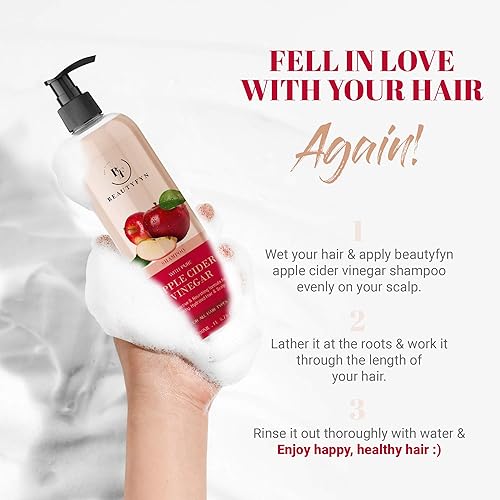Miniatura 6 de BEAUTYFYN Champú de vinagre de sidra de manzana (6.8 fl oz)  Fórmula nutritiva natural para cabello y cuero cabelludo saludables e hidratados  Libre