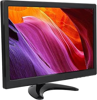 Monitor de Tela LCD de 12 Polegadas, Tela Colorida HD VGA AV BNC Entrada DC USB 100-240V Alto-falantes Duplos Interface Multimídia HD para Computador Doméstico (Plugue UE)