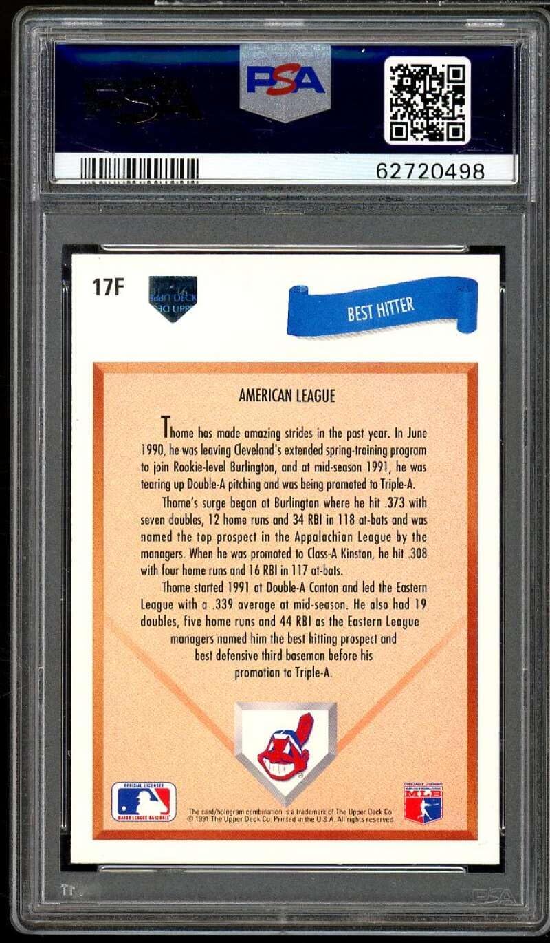 Jim Thome Rookie Card 1991 Upper Deck Final Edition #17F PSA 10