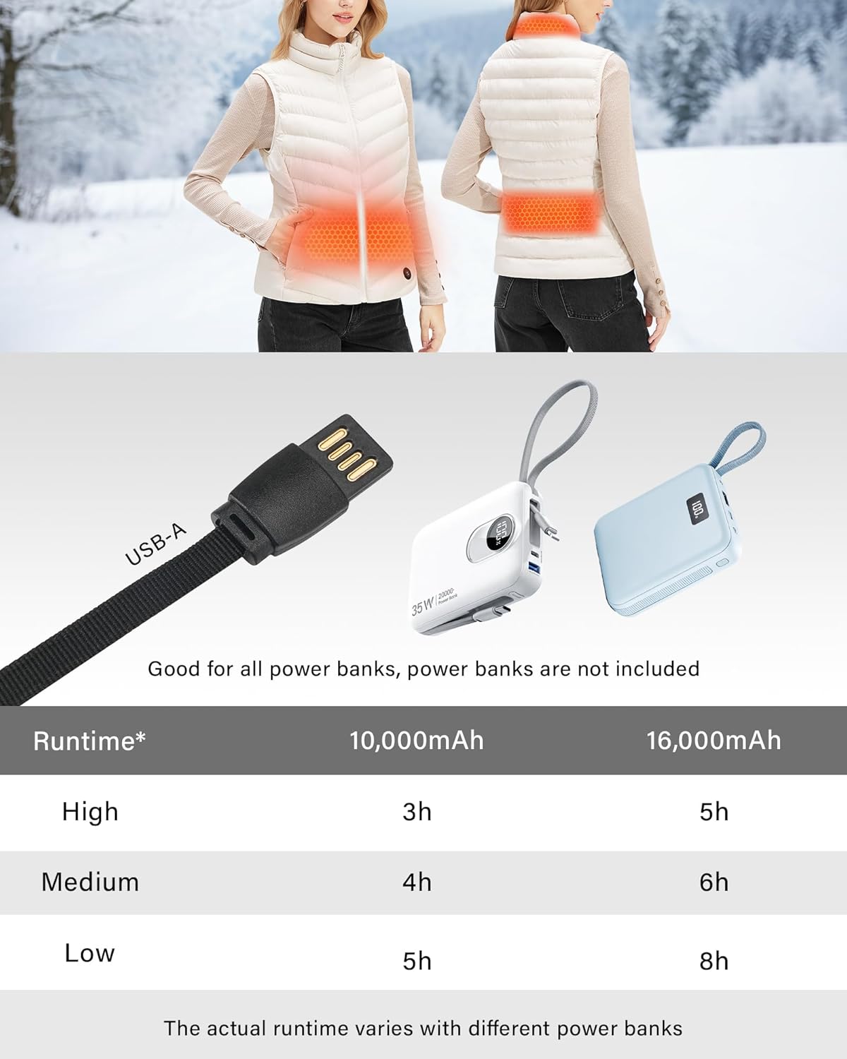Stelle Heated Vest Women, (Power Bank Not Included) Smart Warming Electric Heating Puffer Vest Lightweight Fleece - Image 3