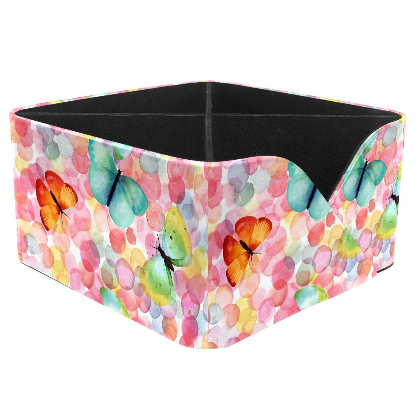 KengjuTesu Watercolor Butterflies Desktop Organizer Pen Holder, Rectangular Pencil Cup for Office, Study and Makeup Stations