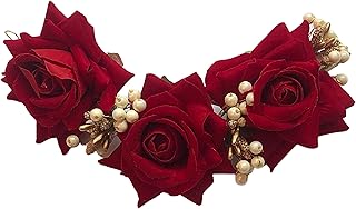 Samyak Beautiful Handmade Artificial Rose Flower Hair Pin | Gajra | Bridal Wedding Headdress | Hair Jewellery | Bun Juda D...