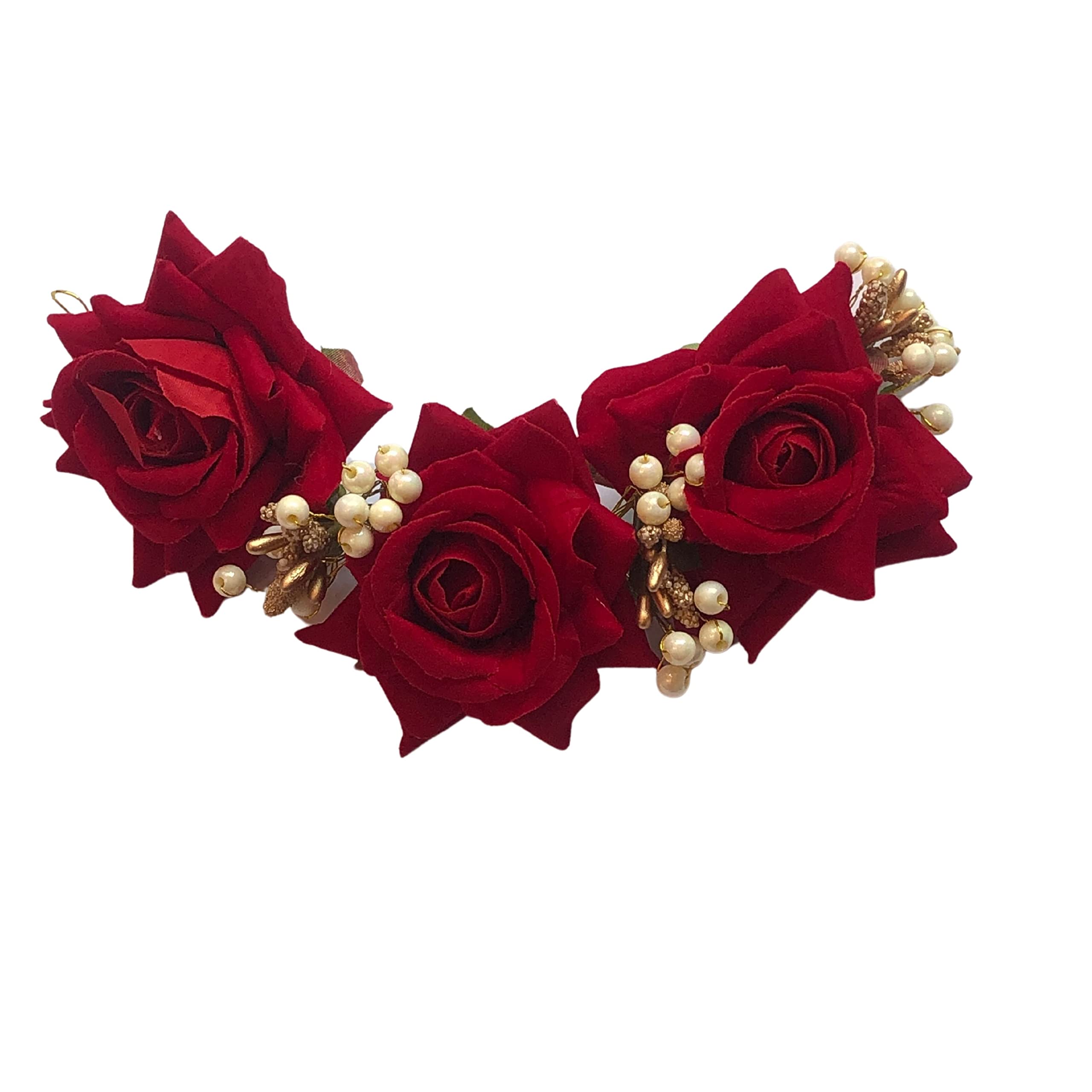 Samyak Beautiful Handmade Artificial Rose Flower Hair Pin | Gajra | Bridal Wedding Headdress | Jewellery | Bun Juda Decoration Headband Veni Accessories Bridesmaid Women & Girls (Red) (B0BMXQKZ2D) Amazon Price History, Amazon Price Tracker